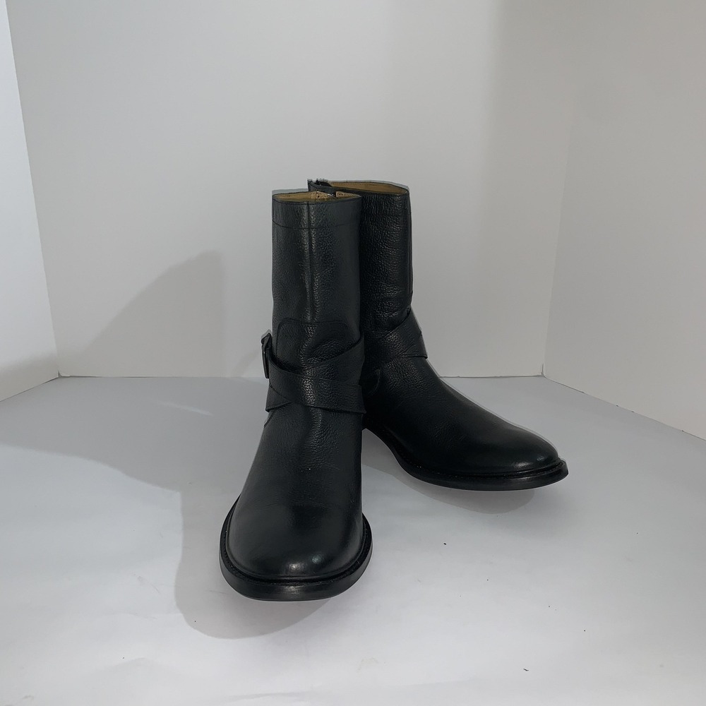 Cole Haan Marshall Tall Boots Mens 10 Black Leather Biker Mid Calf Zip C13475